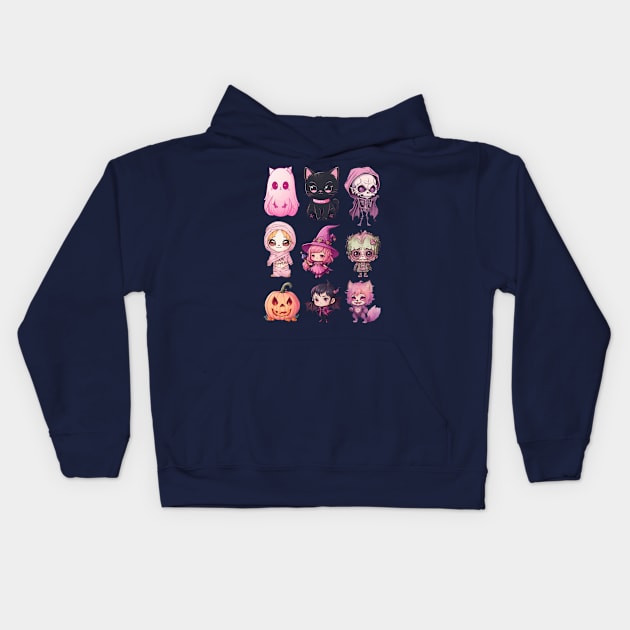 halloween characters Kids Hoodie by AOAOCreation